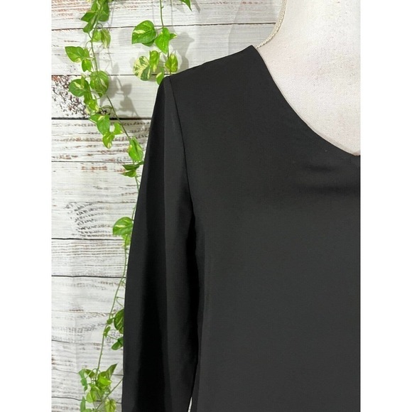 Nine West Tunic Blouse size Small Black Sheer Classic Career Church Modest Slim - Picture 4 of 9